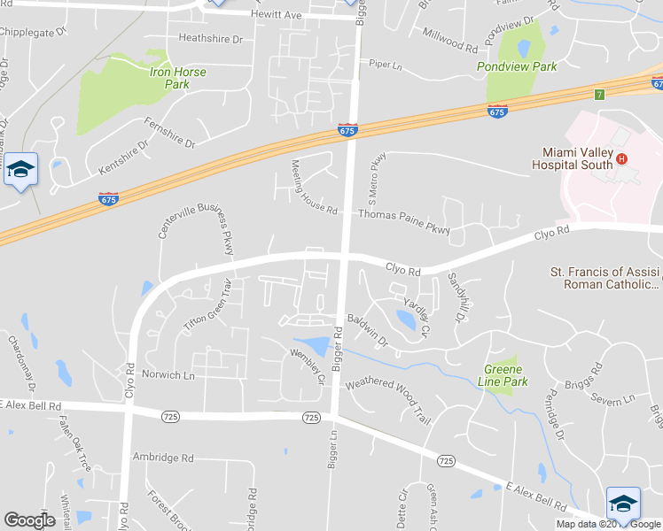 map of restaurants, bars, coffee shops, grocery stores, and more near 6620 Green Branch Drive in Dayton