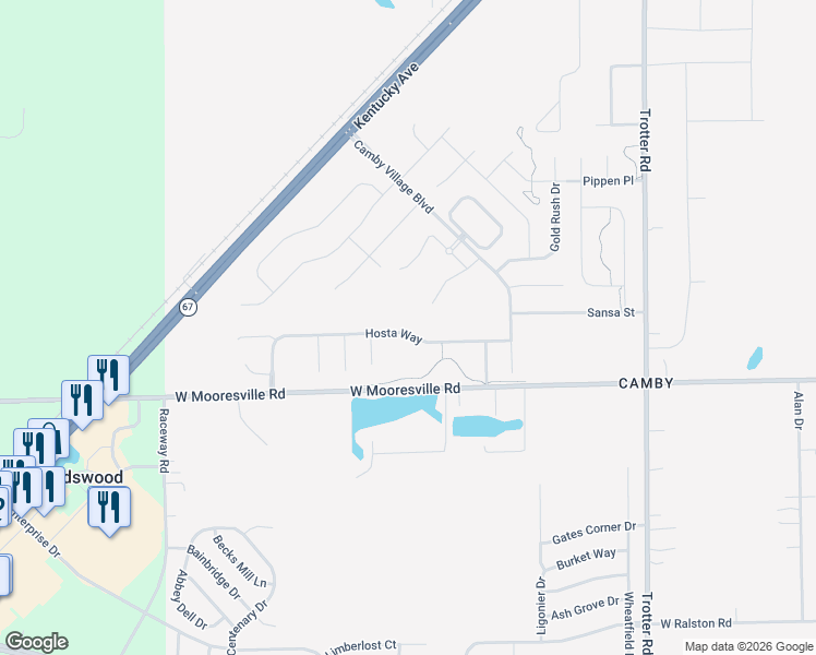 map of restaurants, bars, coffee shops, grocery stores, and more near 8808 Hosta Way in Indianapolis