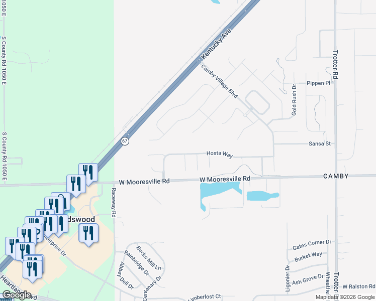 map of restaurants, bars, coffee shops, grocery stores, and more near 8942 Hosta Way in Indianapolis