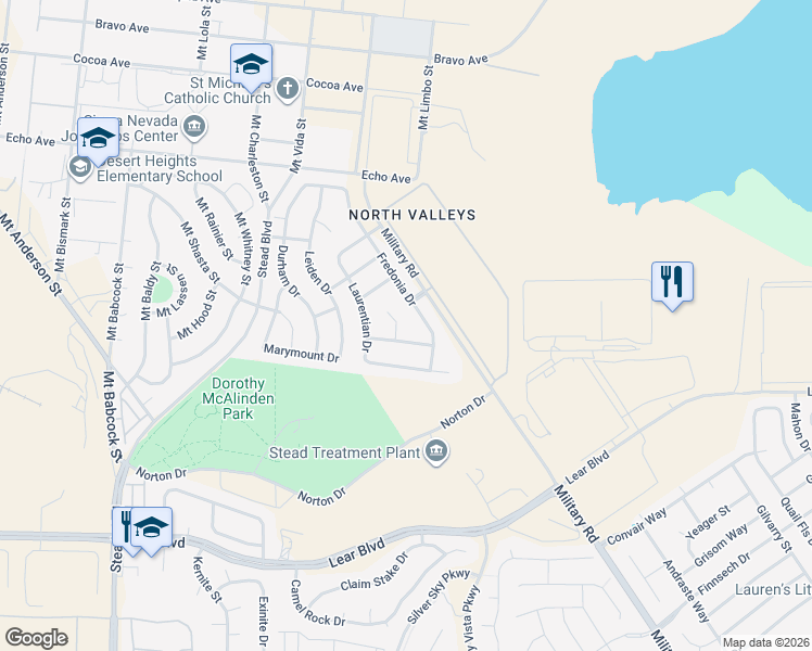 map of restaurants, bars, coffee shops, grocery stores, and more near 14390 Fredonia Drive in Reno