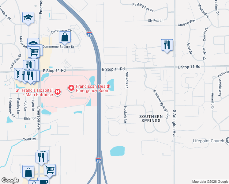 map of restaurants, bars, coffee shops, grocery stores, and more near in Indianapolis