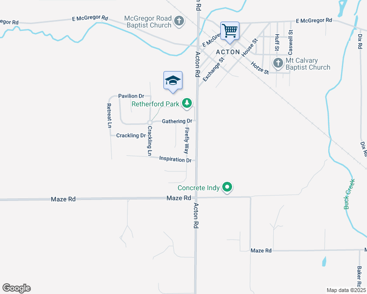 map of restaurants, bars, coffee shops, grocery stores, and more near 8238 Firefly Way in Indianapolis