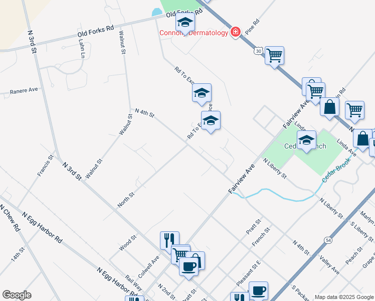 map of restaurants, bars, coffee shops, grocery stores, and more near 610 North 4th Street in Hammonton