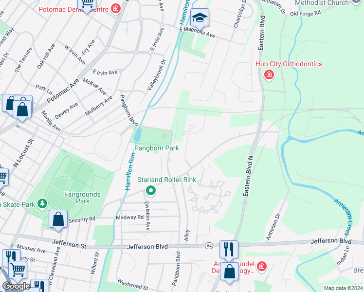 map of restaurants, bars, coffee shops, grocery stores, and more near 509 Lynnehaven Drive in Hagerstown