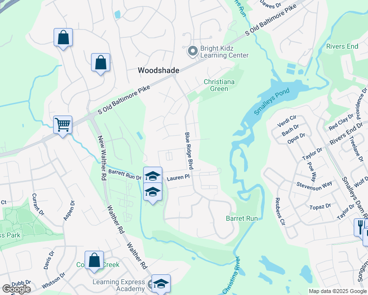 map of restaurants, bars, coffee shops, grocery stores, and more near 323 Goldsmith Lane in Newark