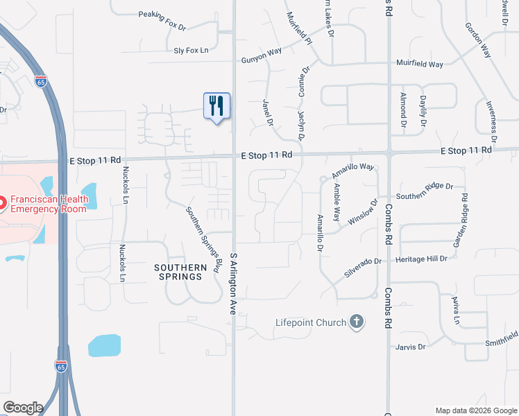 map of restaurants, bars, coffee shops, grocery stores, and more near 6025 Bunton Dr in Indianapolis