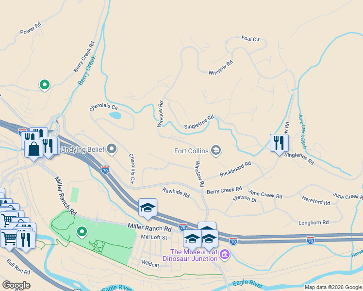 map of restaurants, bars, coffee shops, grocery stores, and more near 440 Winslow Road in Edwards