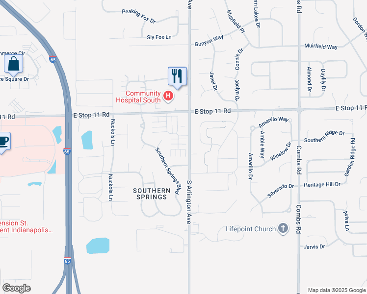 map of restaurants, bars, coffee shops, grocery stores, and more near 5946 Marina View Lane in Indianapolis