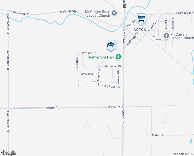 map of restaurants, bars, coffee shops, grocery stores, and more near 8226 Crackling Lane in Indianapolis