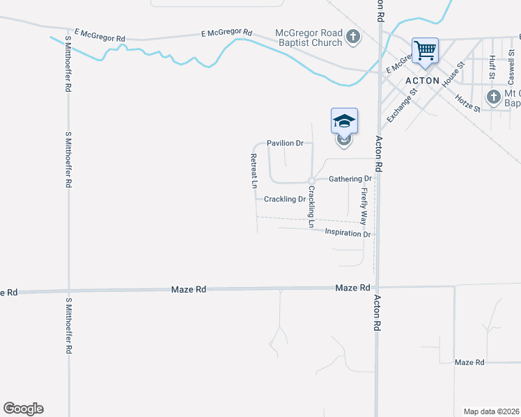 map of restaurants, bars, coffee shops, grocery stores, and more near 10605 Crackling Drive in Indianapolis
