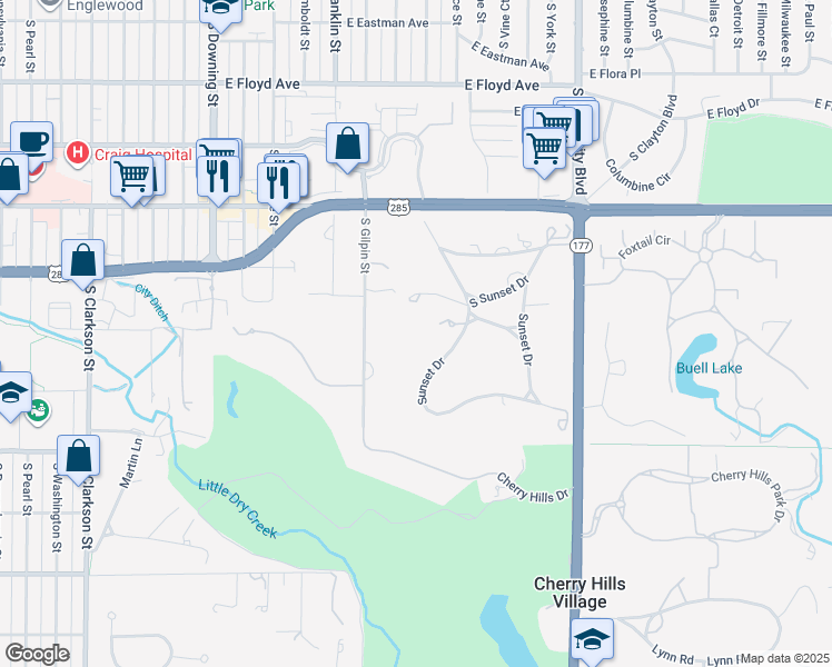 map of restaurants, bars, coffee shops, grocery stores, and more near in Englewood