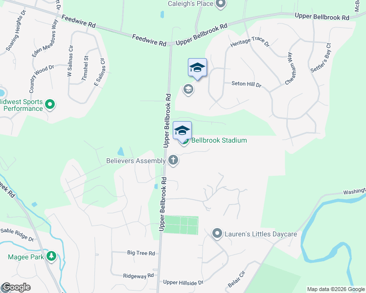 map of restaurants, bars, coffee shops, grocery stores, and more near 3777 Upper Bellbrook Road in Bellbrook