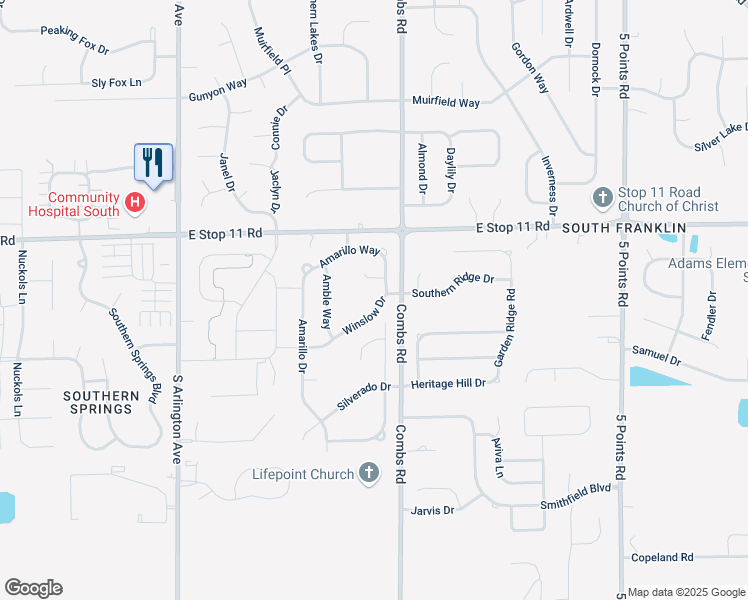 map of restaurants, bars, coffee shops, grocery stores, and more near 6440 Winslow Drive in Indianapolis