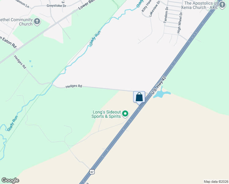 map of restaurants, bars, coffee shops, grocery stores, and more near 800 Hedges Road in Xenia