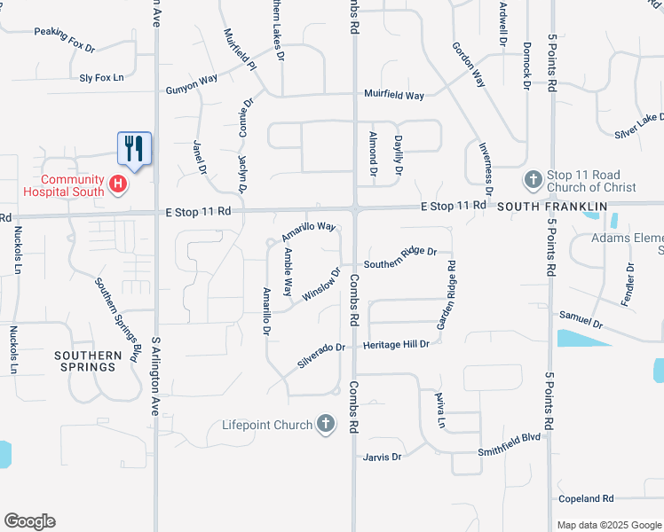 map of restaurants, bars, coffee shops, grocery stores, and more near 6440 Winslow Drive in Indianapolis