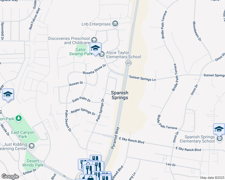 map of restaurants, bars, coffee shops, grocery stores, and more near 35 Karnak Circle in Sparks