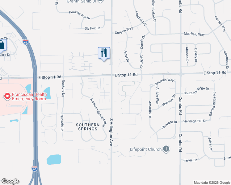 map of restaurants, bars, coffee shops, grocery stores, and more near 6025 Bunton Dr in Indianapolis