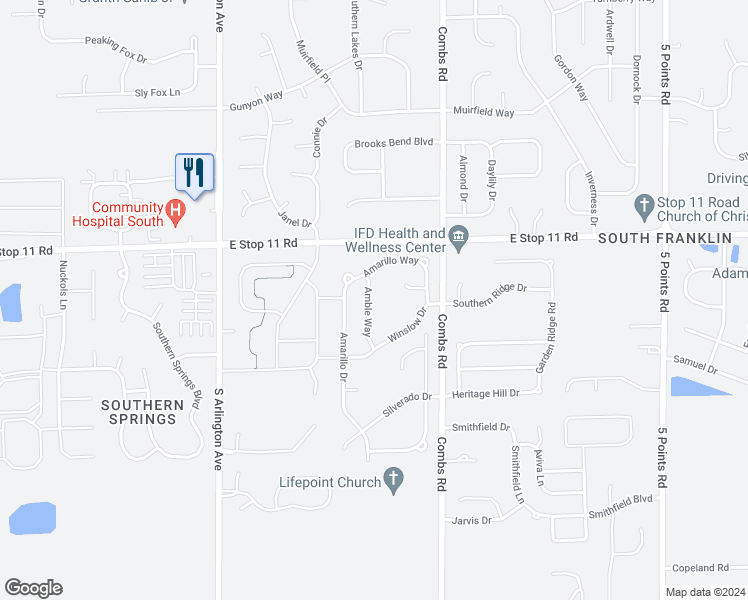 map of restaurants, bars, coffee shops, grocery stores, and more near 8129 Amble Way in Indianapolis
