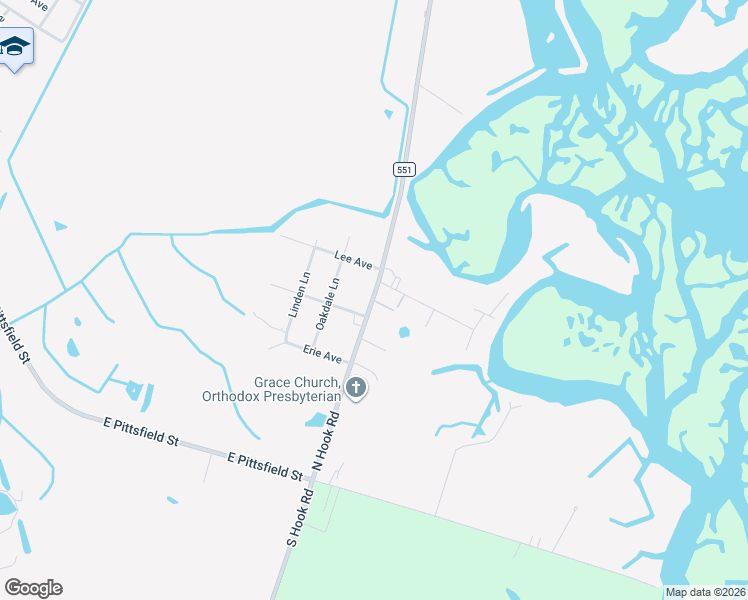 map of restaurants, bars, coffee shops, grocery stores, and more near 98 North Hook Road in Pennsville Township