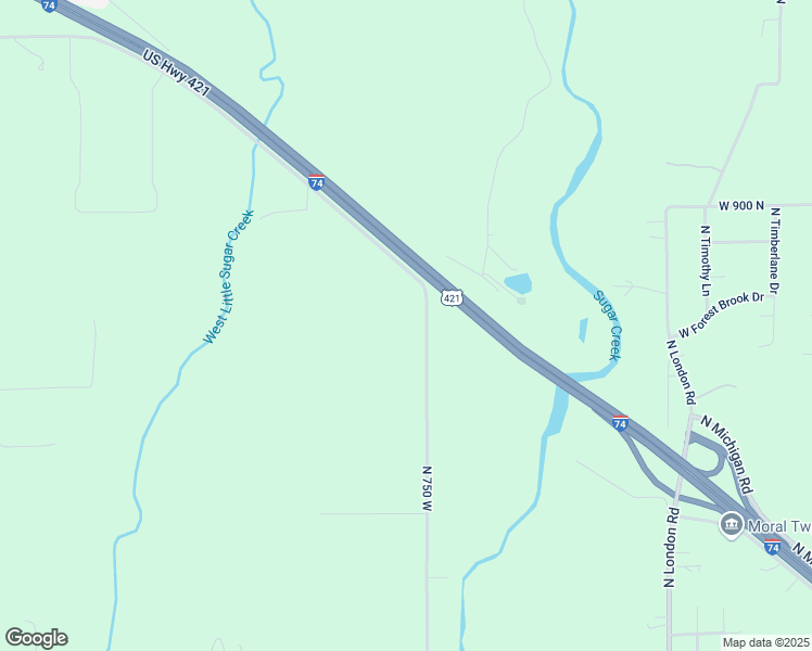 map of restaurants, bars, coffee shops, grocery stores, and more near 8681 North 750 West in Fairland