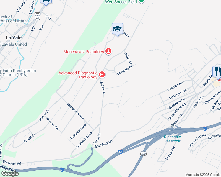 map of restaurants, bars, coffee shops, grocery stores, and more near 1117 Cherrywood Avenue in Cumberland