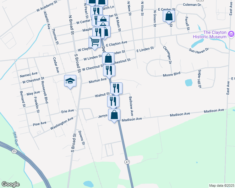 map of restaurants, bars, coffee shops, grocery stores, and more near 5 Roberts Avenue in Clayton