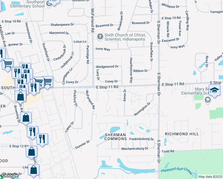 map of restaurants, bars, coffee shops, grocery stores, and more near 8102 Rexmill Drive in Indianapolis