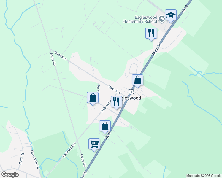 map of restaurants, bars, coffee shops, grocery stores, and more near in Eagleswood