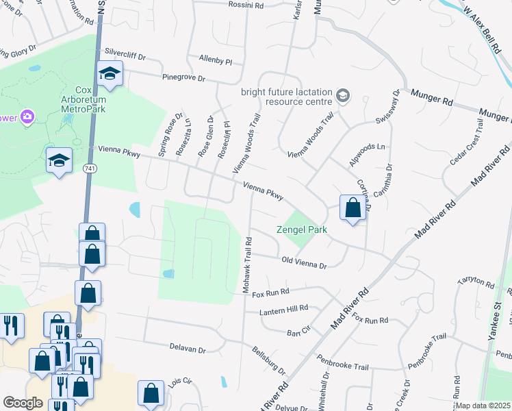 map of restaurants, bars, coffee shops, grocery stores, and more near 11392 Hollow Oak in Miamisburg