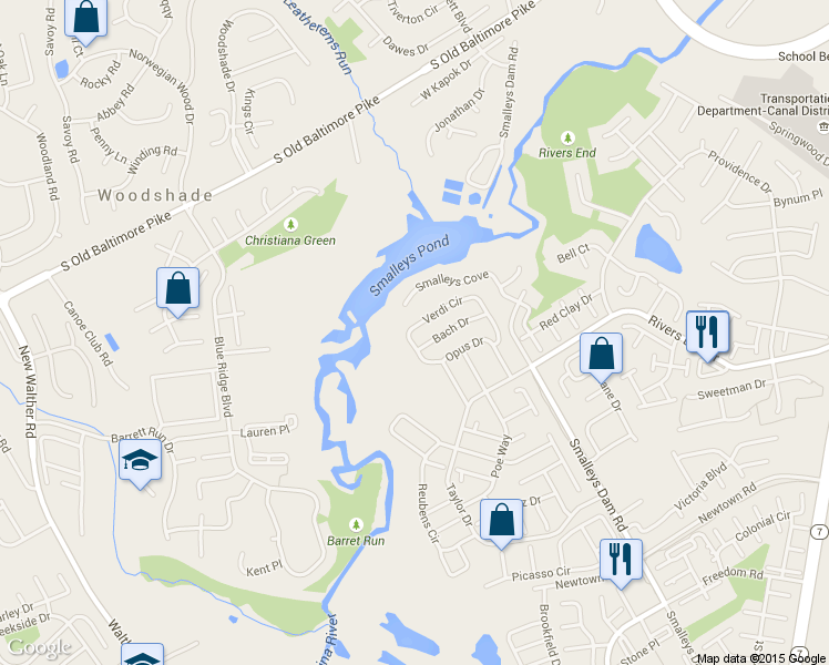 map of restaurants, bars, coffee shops, grocery stores, and more near 11 Verdi Cir in Newark