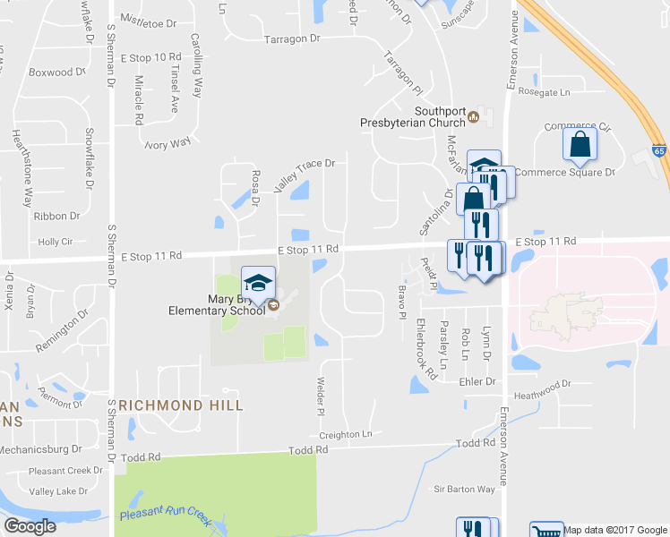 map of restaurants, bars, coffee shops, grocery stores, and more near 8036 Whitaker Valley Boulevard in Indianapolis