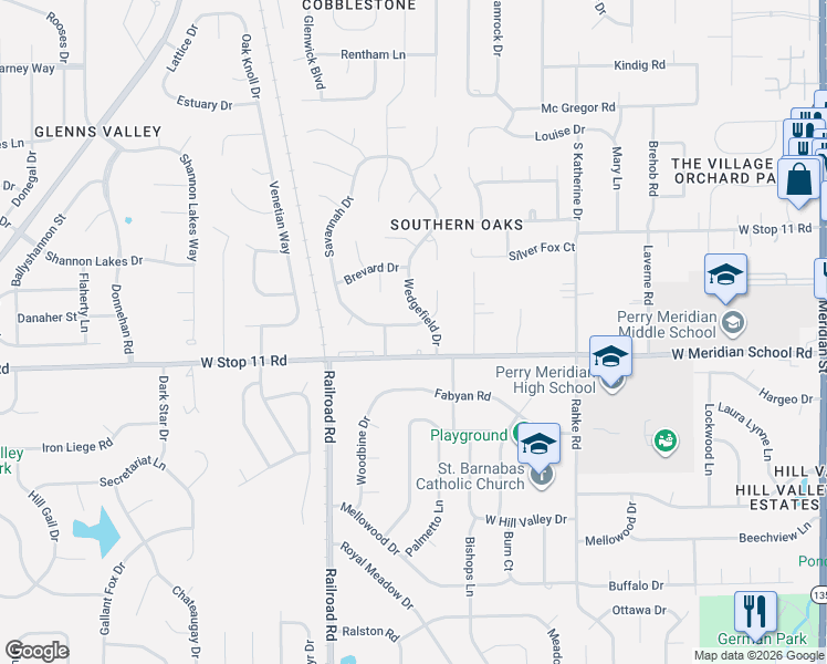 map of restaurants, bars, coffee shops, grocery stores, and more near 886 West Stop 11 Road in Indianapolis