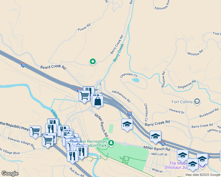 map of restaurants, bars, coffee shops, grocery stores, and more near 11 Hackamore Road in Edwards