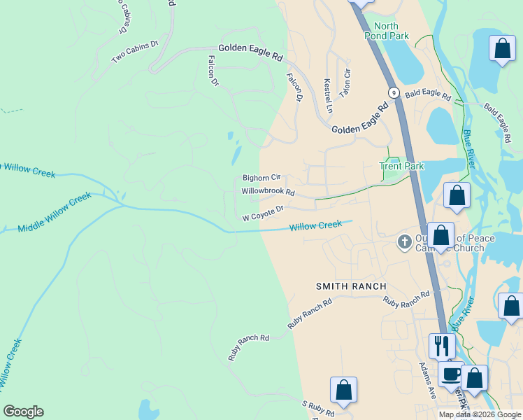 map of restaurants, bars, coffee shops, grocery stores, and more near 441 Marmot Circle in Silverthorne