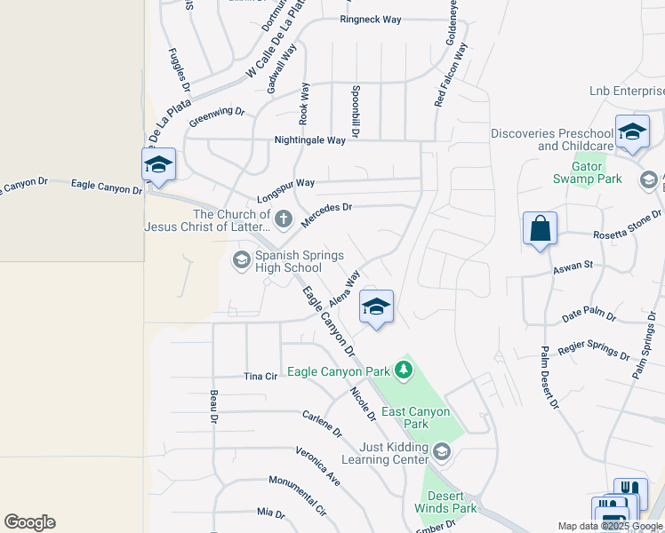 map of restaurants, bars, coffee shops, grocery stores, and more near 131 Catrina Court in Sparks