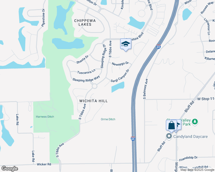 map of restaurants, bars, coffee shops, grocery stores, and more near 7888 Sergi Canyon Court in Indianapolis