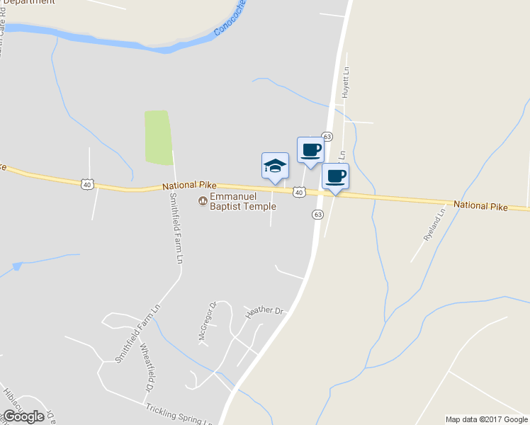 map of restaurants, bars, coffee shops, grocery stores, and more near 12208 Brookfield Avenue in Hagerstown