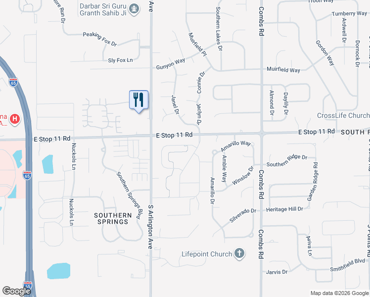 map of restaurants, bars, coffee shops, grocery stores, and more near 6108 Rockdell Drive in Indianapolis