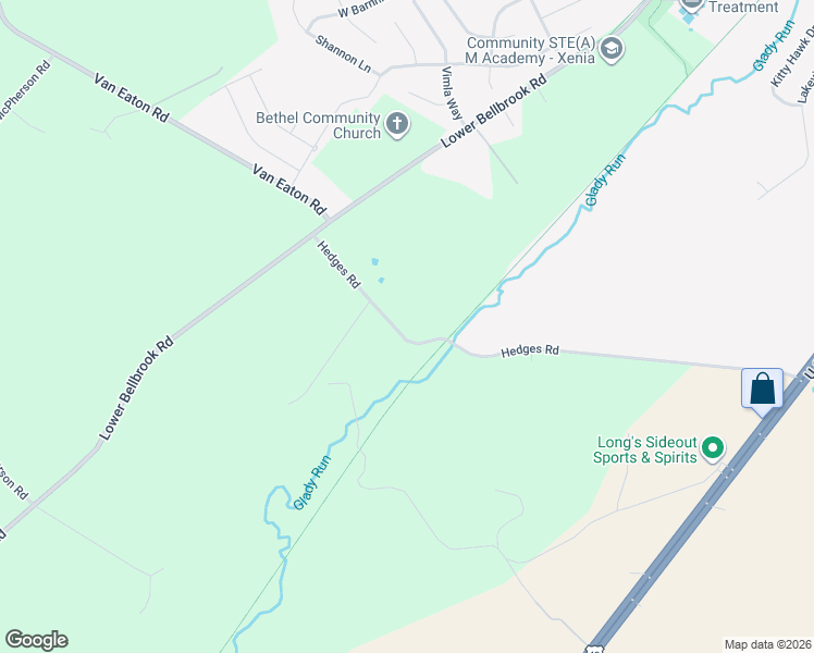 map of restaurants, bars, coffee shops, grocery stores, and more near 1068 Hedges Road in Xenia