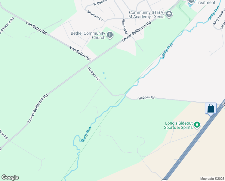 map of restaurants, bars, coffee shops, grocery stores, and more near 1068 Hedges Road in Xenia