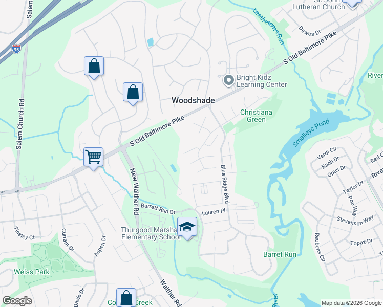 map of restaurants, bars, coffee shops, grocery stores, and more near 603 Candlestick Lane in Newark