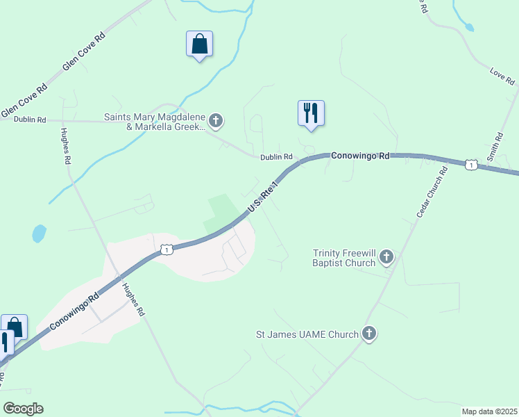 map of restaurants, bars, coffee shops, grocery stores, and more near 4103 Conowingo Road in Darlington