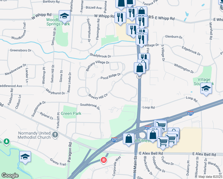 map of restaurants, bars, coffee shops, grocery stores, and more near 6451 Far Hills Avenue in Dayton
