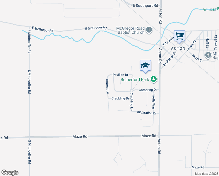 map of restaurants, bars, coffee shops, grocery stores, and more near 8111 Retreat Lane in Indianapolis