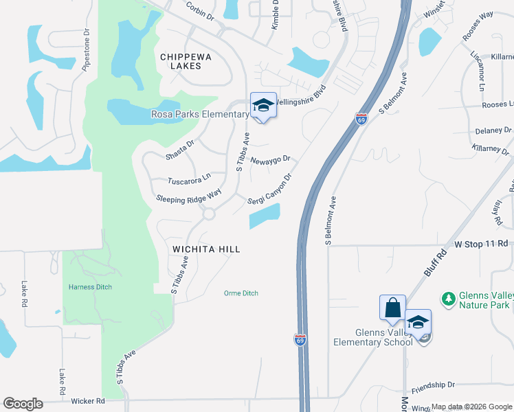 map of restaurants, bars, coffee shops, grocery stores, and more near 7859 Sergi Canyon Drive in Indianapolis