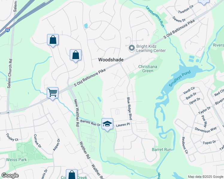 map of restaurants, bars, coffee shops, grocery stores, and more near 603 Candlestick Lane in Newark