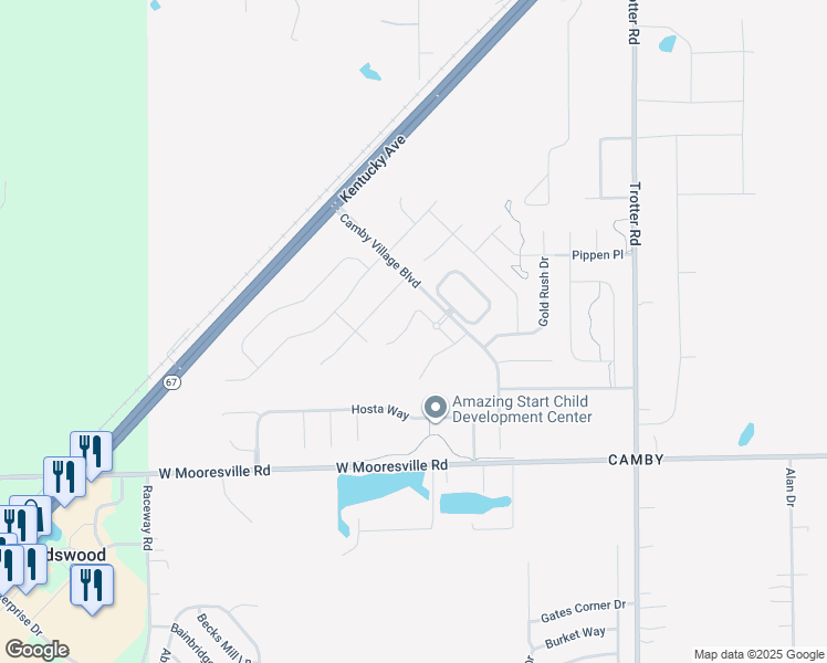 map of restaurants, bars, coffee shops, grocery stores, and more near 7751 Harborside Drive in Indianapolis