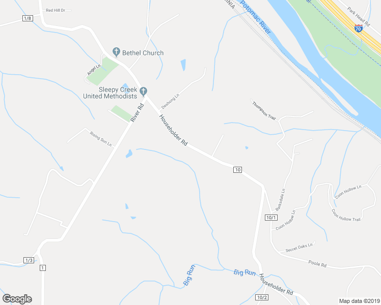 map of restaurants, bars, coffee shops, grocery stores, and more near 318 Householder Road in Hedgesville