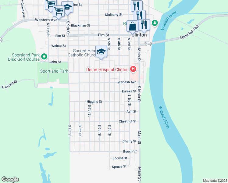 map of restaurants, bars, coffee shops, grocery stores, and more near 416 Eureka Street in Clinton