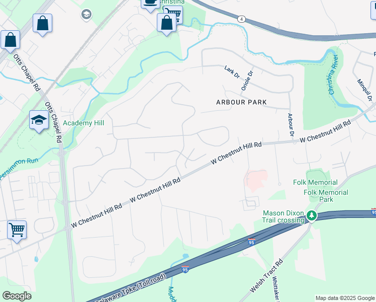 map of restaurants, bars, coffee shops, grocery stores, and more near 603 Georgetown Court in Newark
